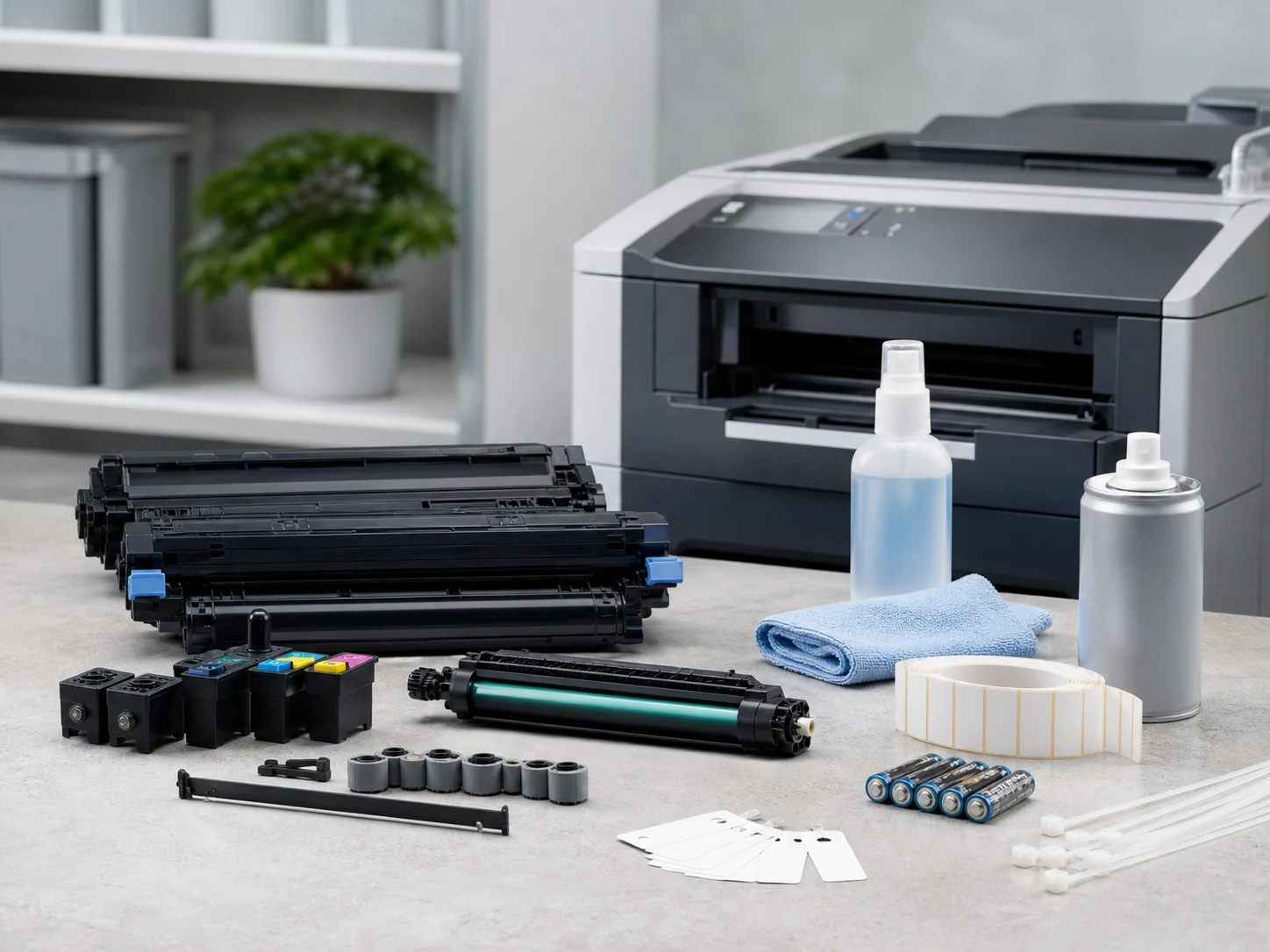 Printer consumables, cleaning products, batteries and cable labels