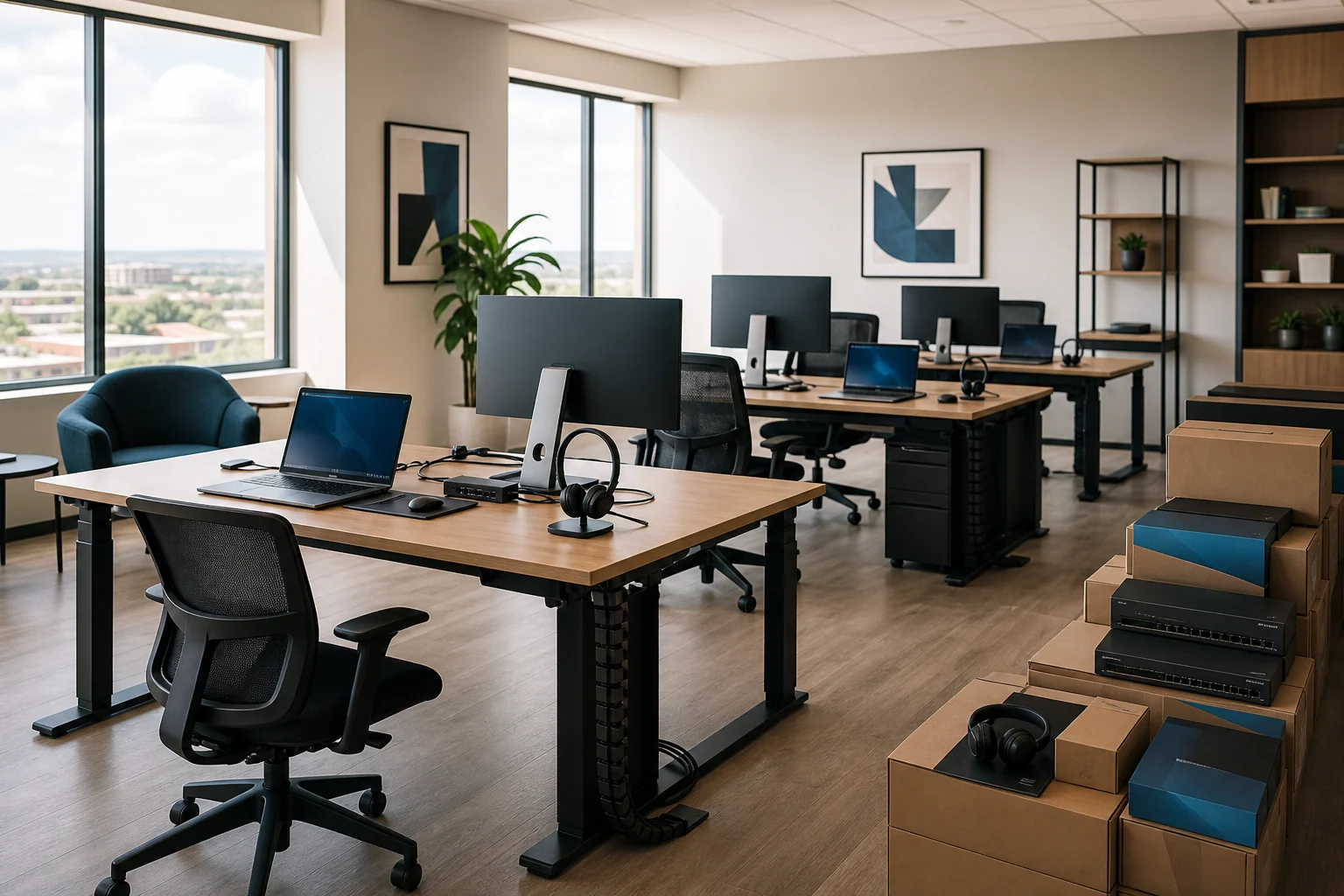 Modern South African office equipped for productive work